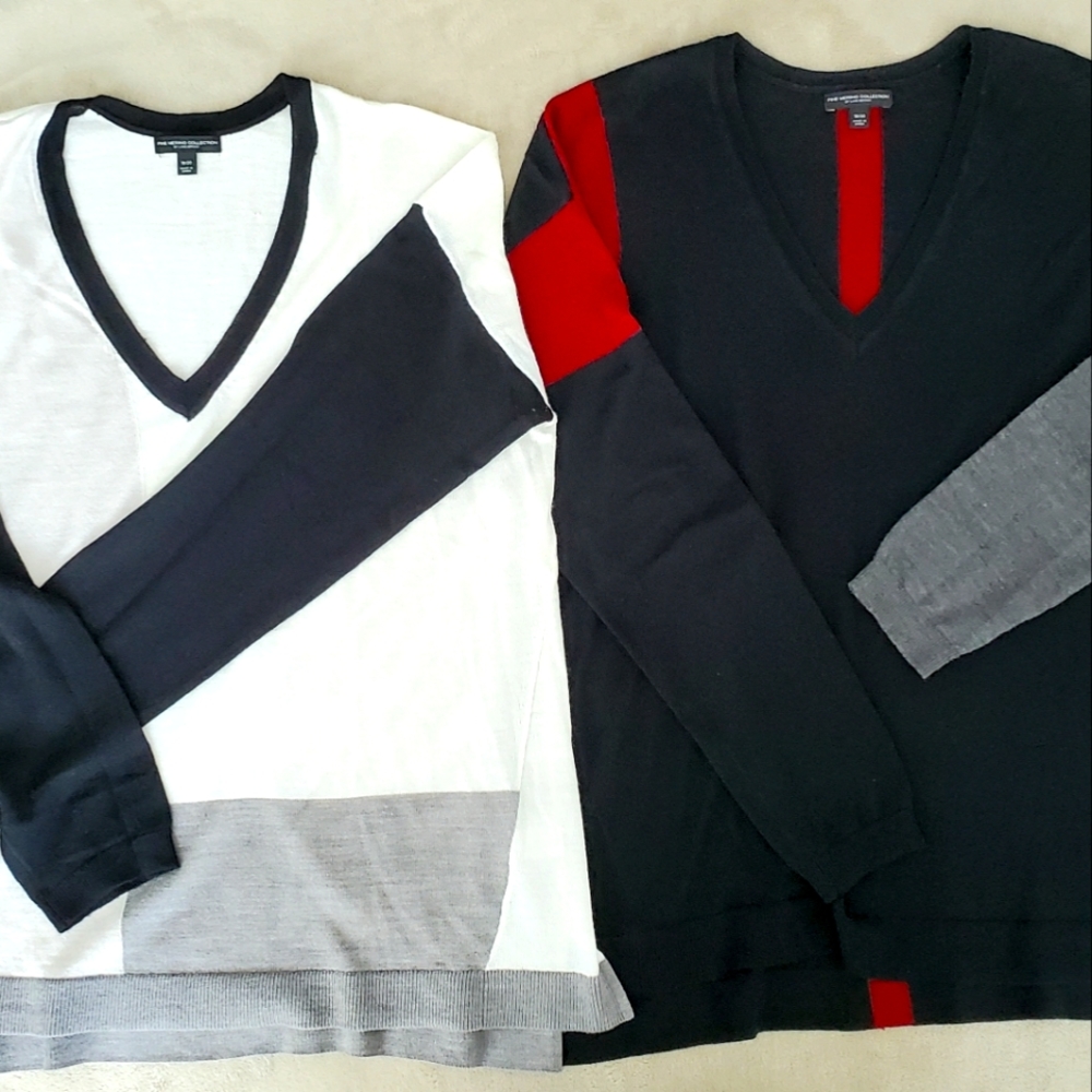 TWO Lane Bryant lightweight pullover sweaters Fine Merino sz 14/16 colorblock